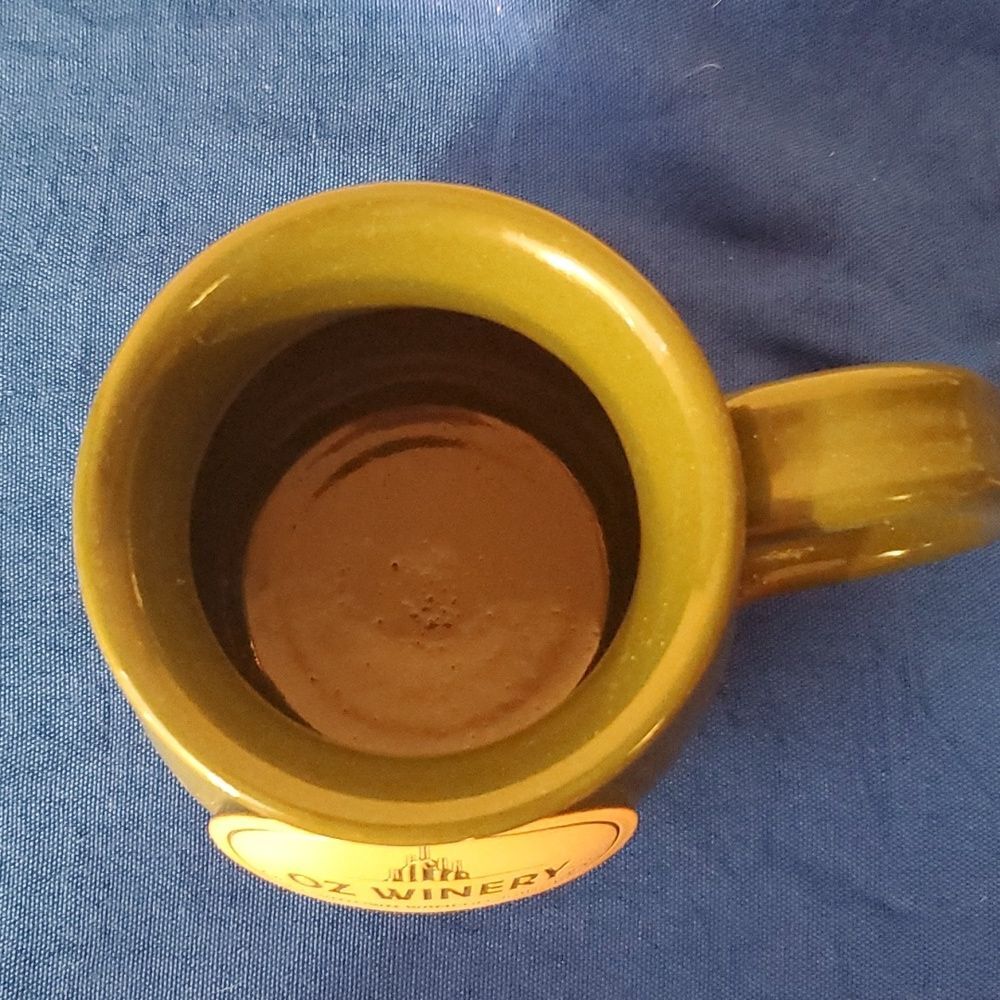 Oz Winery handmade clay pottery coffee mug tea cup unisex green collectible - Picture 6 of 7